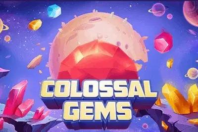 Sampul Colossal Gems dengan planet merah muda dan batu permata berkilau