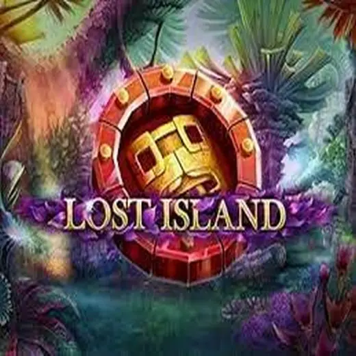 Sampul Lost Island dengan cincin batu merah di tengah hutan tropis